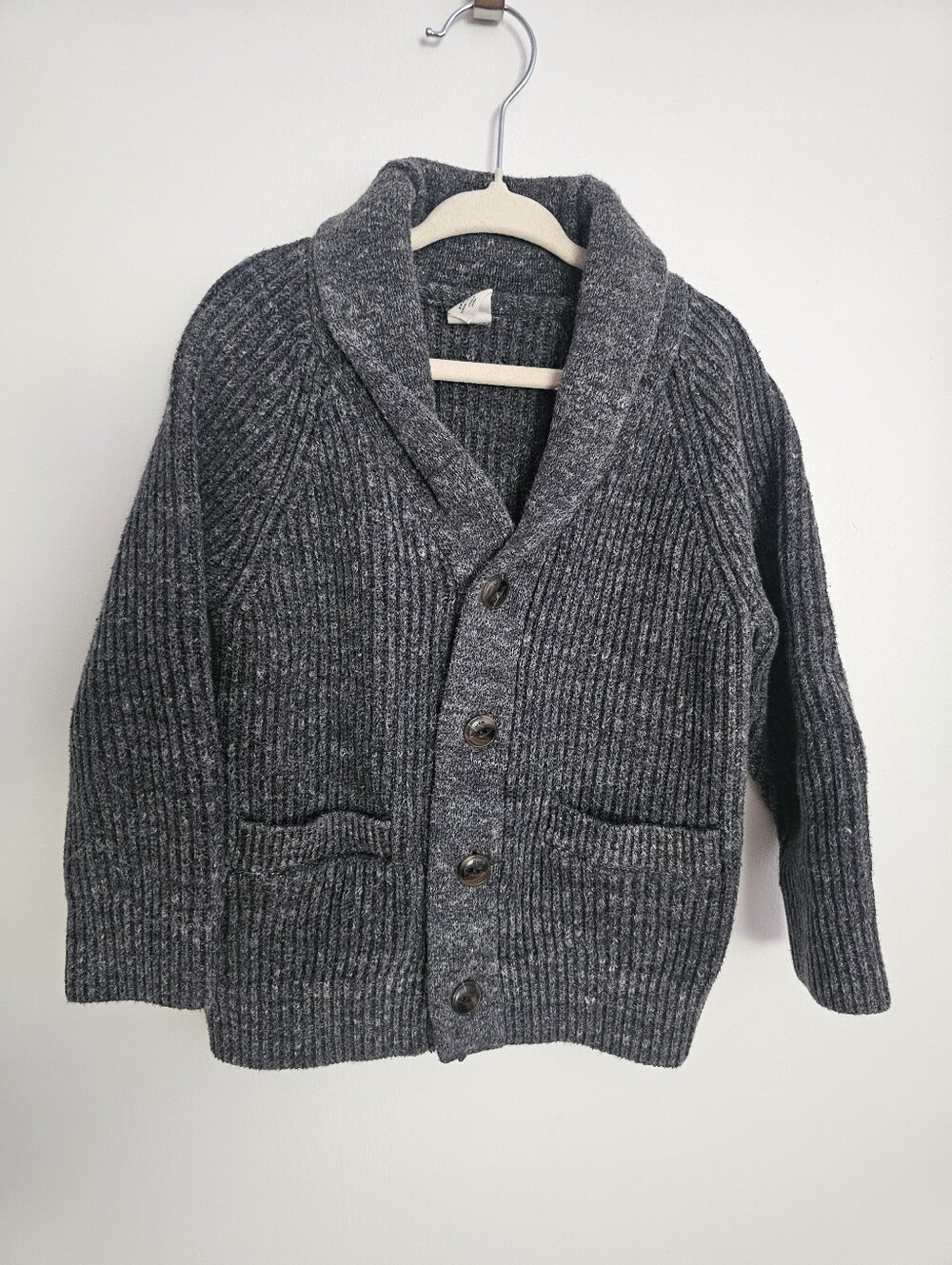 🧸2/20$ GAP Kids 3T Charcoal Grey Cable Knit Cardigan Baby Boy Sweater